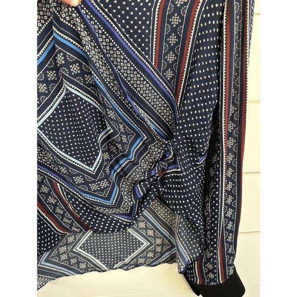 Derek Lam 10 Crosby Long Sleeve V-Neck Swirl Print Womens Blue Top Size 4 Silk - Picture 4 of 10